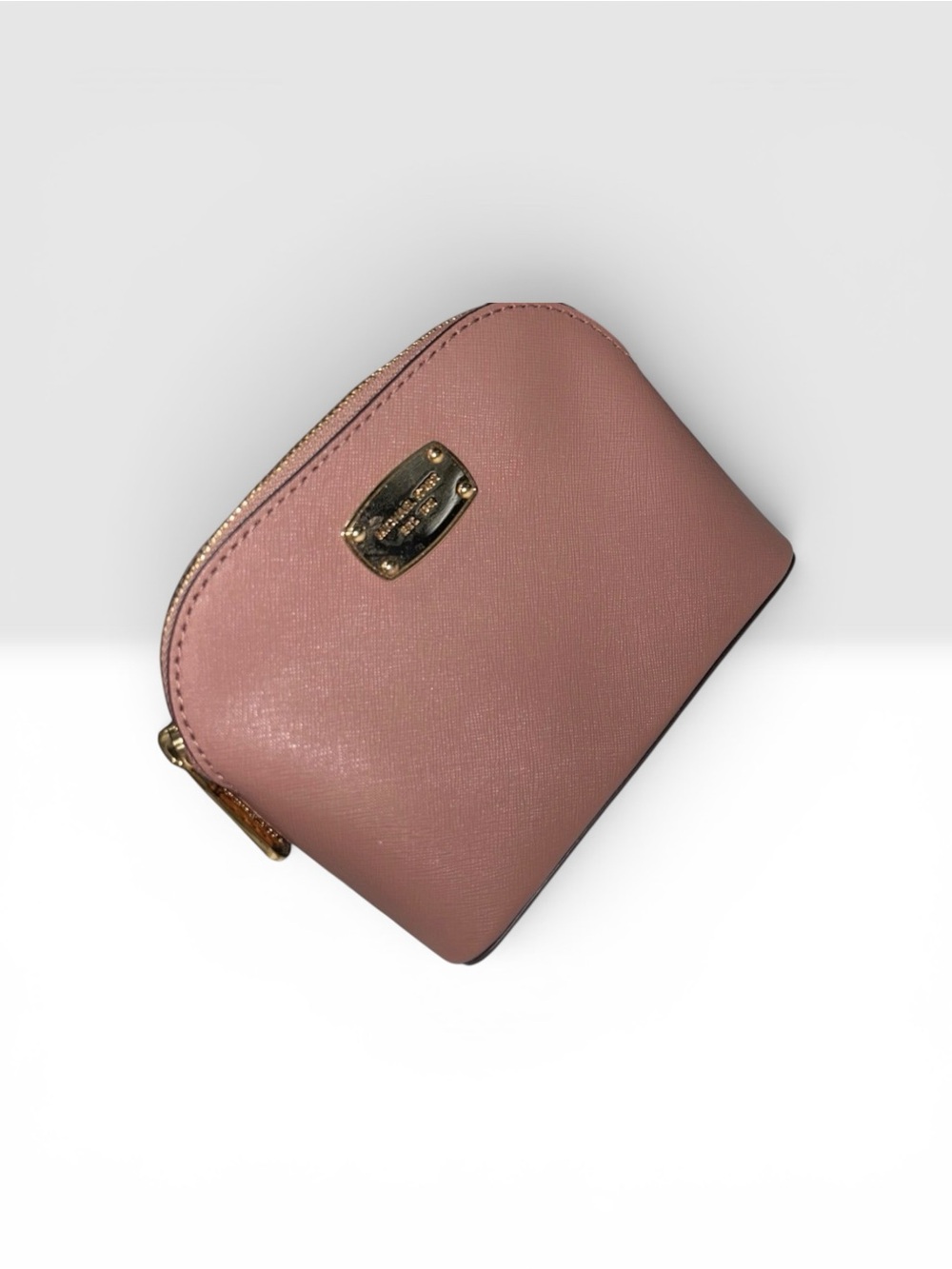 Michael Kors Dusty Rose Saffiano Leather Cosmetic Pouch with Gold Hardware